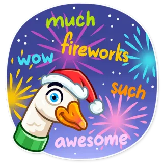 🎇 much fireworks wow such awesome fireworks, celebration, goose, christmas, holiday, sticker telegram sticker