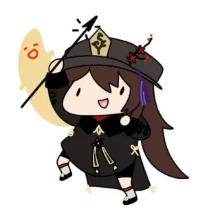 👻 Hu Tao Genshin Impact 动漫, 电子游戏, Q版, 可爱, 原神, 胡桃, 幽灵 telegram sticker