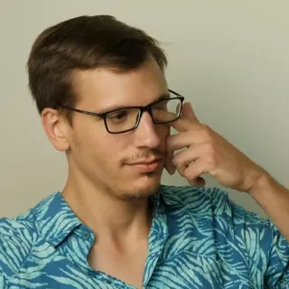 😢 man, glasses, portrait, shirt, casual, person telegram sticker