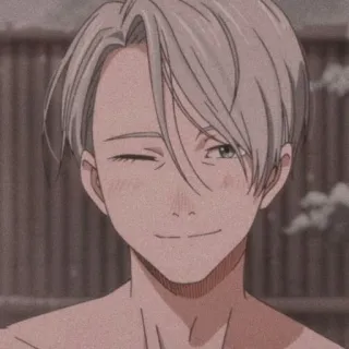 🥯 Victor Nikiforov Yuri!!! on Ice Anime, Personagem, Victor Nikiforov, Yuri!!! on Ice, Piscadela, Sorrir telegram sticker