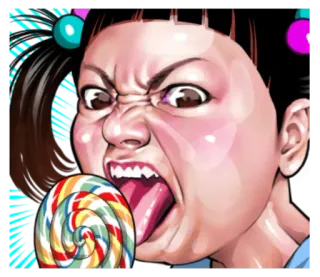 Angry face of children telegram stickers