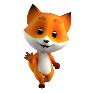 👋 zorro, dibujos animados, animal, mamífero, naranja, feliz whatsapp sticker