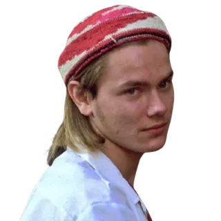 🙂 River Phoenix Actor, Retrato, Joven, Sombrero, Primer plano, Celebridad telegram sticker