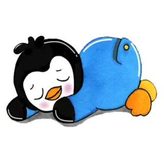 😴 pinguino, dormire, carino, animale, cartone animato, kawaii whatsapp sticker