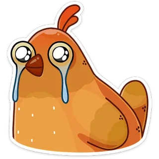 😭 닭, 울음, 슬픈, 새, 눈물, 주황색 telegram sticker