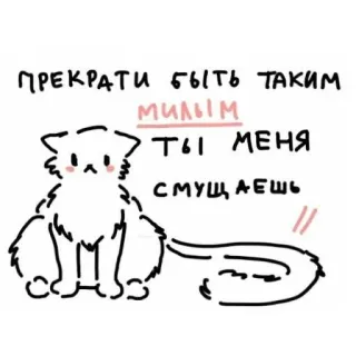🧺 ПРЕКРАТИ БЫТЬ ТАКИМ МИЛЫМ
ТЫ МЕНЯ СМУЩАЕШЬ kot, słodki, zwierzę, kreskówka, tekst, rosyjski telegram sticker