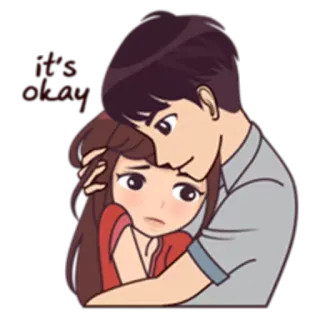 😊 It's okay Umarmung, Trost, Paar, Empathie, Unterstützung, Zuneigung, Liebe, Fürsorge whatsapp sticker
