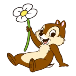 🌹 Chip cartoon, chipmunk, flower, cute, disney telegram sticker