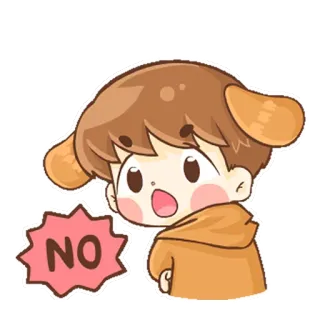😟 NO Cartoon, Jongen, Nee, Negatief, Ontkenning, Leuk telegram sticker