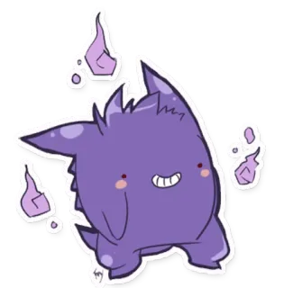 😊 Gengar Pokemon โปเกมอน, เกงการ์, ผี, สีม่วง, น่ารัก telegram sticker