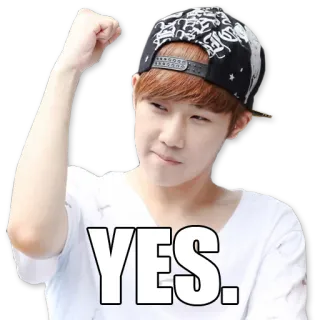 💪 YES. 긍정, 동의, 네, 한국, 소년, 긍정적 telegram sticker