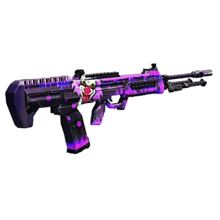 🔫 gun, weapon, firearm, clown, purple, black, assault rifle telegram sticker