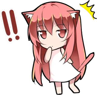 😵 Ragazza anime, Chibi, Orecchie da gatto, Carino, Manga, Sticker, Capelli rosa, Cartone animato whatsapp sticker