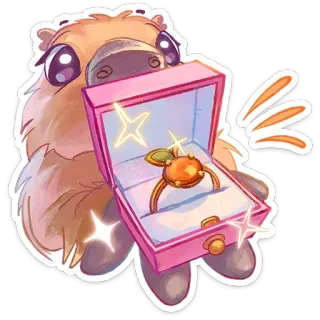 💍 Капибара, Кольцо, Помолвка, Предложение, Любовь, Милый, Животное, Ювелирные изделия telegram sticker