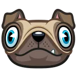😋 dog, cartoon, animal, pet, cute, pug, illustration whatsapp sticker