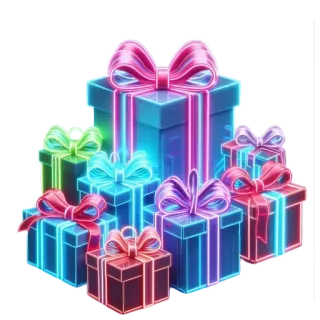 🚦 ของขวัญ, ของขวัญ, การเฉลิมฉลอง, งานปาร์ตี้, วันหยุด, นีออน, เรืองแสง whatsapp sticker
