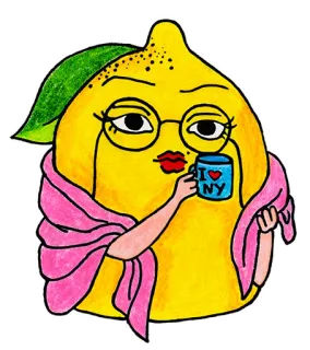 😐 I <3 NY Zitrone, Ich liebe NY, Tasse, Frucht, Aufkleber, Brille, New York telegram sticker