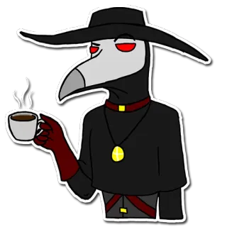 ☕ Plague Doctor Dokter wabah, Medis, Epidemi, Sejarah, Paruh, Topi, Kopi telegram sticker