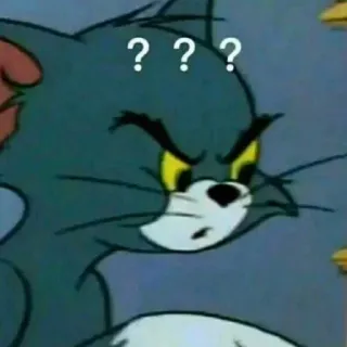 😊 Tom Tom and Jerry ??? Cartoon, Kat, Verward, Vraagtekens, Meme whatsapp sticker