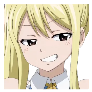 😏 Lucy Heartfilia Fairy Tail Anime, Fairy Tail, Lucy, Sticker, Sonrisa burlona whatsapp sticker