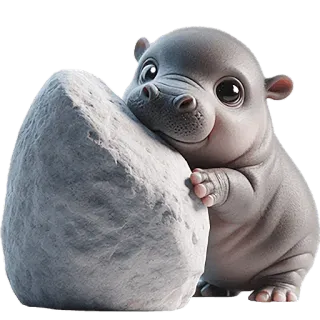 🤗 kuda nil, binatang, lucu, kartun, mamalia, satwa liar, batu, bayi kuda nil telegram sticker
