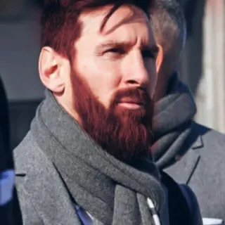 🎲 Lionel Messi ฟุตบอล, อเมริกันฟุตบอล, นักกีฬา, หนวดเครา, ผ้าพันคอ, ผู้เล่น telegram sticker
