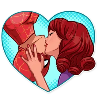 💏 Spiderman Kuss, Liebe, Mary Jane, Held, Marvel, Superheld, Comics, Zuneigung whatsapp sticker
