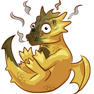 😵 drago, cartone animato, animale, fumo, espressione whatsapp sticker