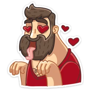 🥰 dibujos animados, amor, corazones, hombre, barba, lujuria whatsapp sticker