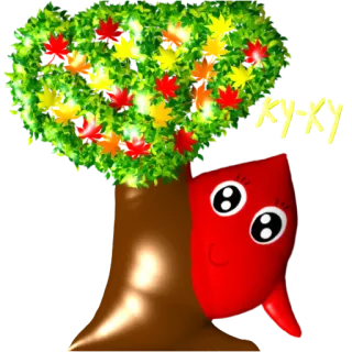 😜 arbre, pomme, dessin animé, nature, fruit telegram sticker
