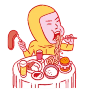 🤤 mangiare, cibo, personaggio, pasto, pranzo whatsapp sticker