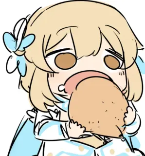 🏖 Lumine Genshin Impact anime, eating, cute, lumine, genshin impact telegram sticker