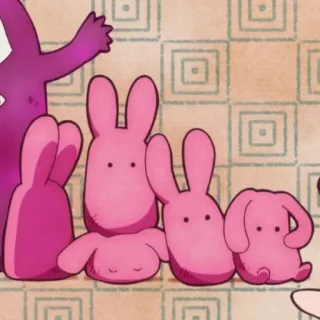 🍧 coelhos rosa, fofo, desenho animado, coelhos, animais whatsapp sticker