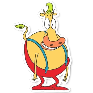 🙂 Heffer Wolfe Rocko's Modern Life мультфильм, Хеффер Вулф, Новая жизнь Рокко, корова, смешной, персонаж telegram sticker