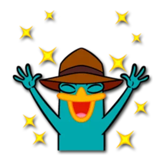 🙌 Perry the Platypus Phineas and Ferb Perry l'ornitorinco, Phineas e Ferb, cartone animato, ornitorinco, agente segreto, animato telegram sticker