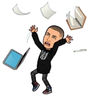 🌟 Bitmoji, stres, frustrasi, dokumen, sekolah, kerja telegram sticker