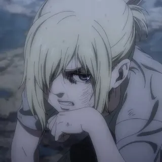 💈 Annie Leonhart Attack on Titan Anime, Triste, Garota anime, Loira, Chorando, Ataque dos Titãs telegram sticker