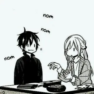 🕷 nom nom nom comiendo, manga, anime, pareja, amigos telegram sticker
