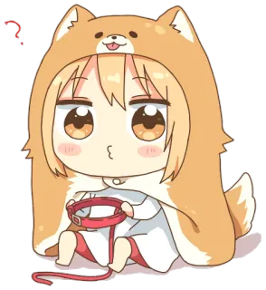❓ chien, sweat à capuche, chibi, animé, mignon, point d'interrogation whatsapp sticker