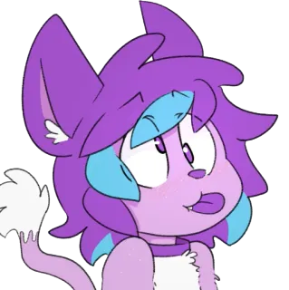 😝 แมว, สัตว์, การ์ตูน, สติกเกอร์, สีม่วง, ตลก, น่ารัก, แปลก telegram sticker