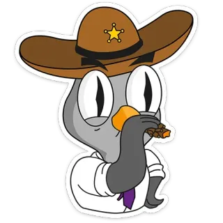 😦 uccello, sceriffo, cappello, cartone animato, western, animale telegram sticker