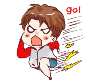 🏃 go! anime, cartoon, character, exclamation telegram sticker