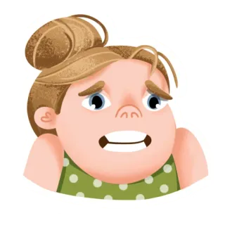 😬 pegatina, mujer, dibujo animado, ilustración telegram sticker