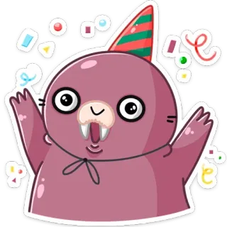 🥳 fête, célébration, animal, mignon, amusant, autocollant, dessin animé telegram sticker