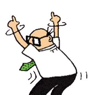 ✊ cartoon, dancing, man, glasses, tie telegram sticker