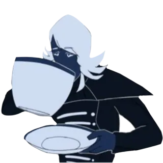 🌟 person, drinking, cup, saucer, blue whatsapp sticker