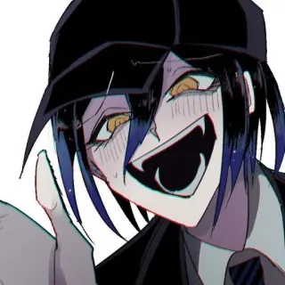 🔪 Kokichi Oma Danganronpa อนิเมะ, โคคิจิ โอมะ, ดันกันรอนปะ, ซุกซน, ตัวร้าย, ยิ้มเยาะ, ตัวละคร telegram sticker