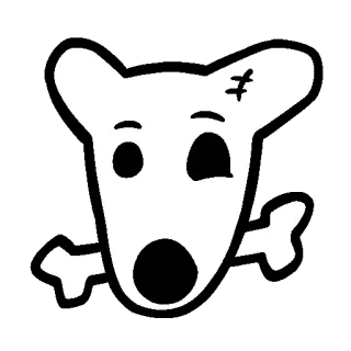 🦴 teschio, cane, ossa, cartone animato telegram sticker