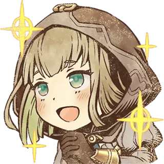 😃 anime girl, chibi, cute, sparkles, hooded figure, fantasy telegram sticker