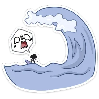 😱 surfing, wave, cartoon, water, ocean, fear, scared telegram sticker